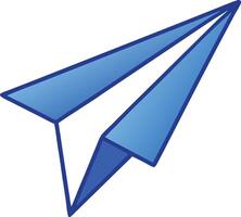 Blue paper airplane graphic with minimalist design and transparency for visuals vector
