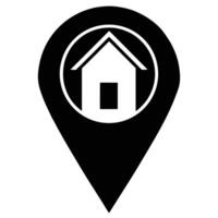 Home location pin black and white simple icon indicating property or residence vector