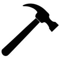 Black hammer silhouette isolated on white background construction tool illustration vector