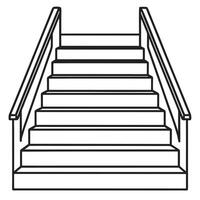 Line Art Illustration Of Steps With Railing Staircase Isolated On White vector