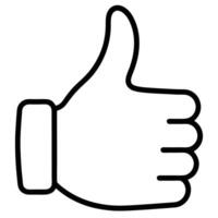A black and white drawing of a thumb up vector