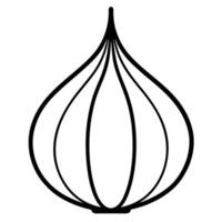 Minimalist geometric outline illustration of an onion bulb design with black strokes vector