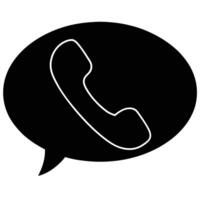 Silhouette icon of a telephone receiver within a speech bubble for communication vector