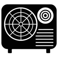 Clean simple black and white graphic illustration of an air conditioning unit icon vector