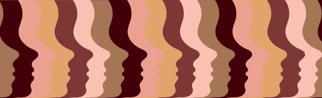 Colorful Abstract Pattern of Human Faces Silhouettes in Profile. Concept of Diversity, Unity, Modern Art, Minimalist Design, Vibrant Illustration, Graphic Element, Creative Background. vector