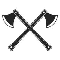 Crossed axes illustration depicting strength and symbolism in a simple black and white style vector