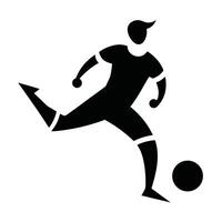 Silhouette Icon Of Soccer Player Kicking Ball In Action Graphic Element vector