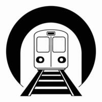 Subway Train Entering Tunnel Illustration In Minimalist Black And White Style vector