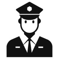 Black And White Illustration Of A Security Guard With Uniform Icon vector