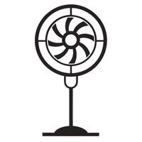 Black And White Minimalist Illustration Of A Standing Electric Fan Symbol vector