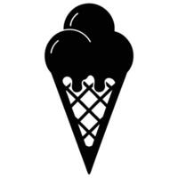 Black Silhouette Of Ice Cream Cone With Scoops Dripping Delightfully vector