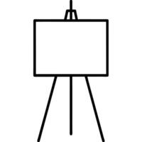 Simple Black Outline Drawing Of An Easel With A Blank Canvas vector