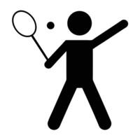Minimalist Stick Figure Playing Badminton Illustration Isolated On White Background vector