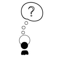 Silhouette person thinking with question mark in thought bubble transparent vector