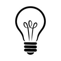 Simple Black Outline Drawing of a Light Bulb Representing Ideas Innovation and Solutions vector