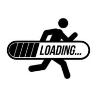 Running Figure Pushing a Progress Bar Loading Graphic Illustration vector