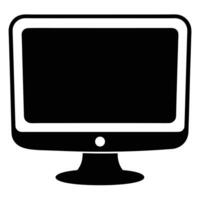 Sleek black and white illustration of a computer monitor isolated on white background vector