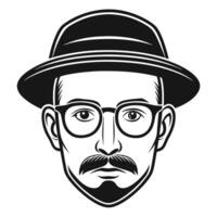 illustration of a stylish man wearing glasses and a hat vector
