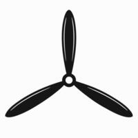 Simple black and white airplane propeller with three blades on white background vector