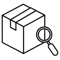 Package inspection concept with magnifying glass icon representing analysis vector