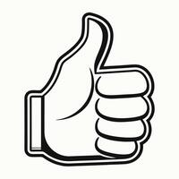 Thumb up icon in black and white on a white background vector
