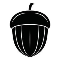 Simple black and white illustration of an acorn representing autumn and nature vector