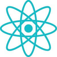 Atom symbol design illustration in teal and white with modern graphic presentation vector
