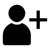 Adding a new contact represented by a simple black and white icon on white background vector