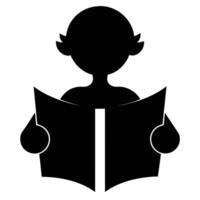 Silhouette illustration of a person reading a book conceptual for education and knowledge vector