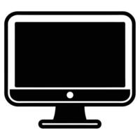 Modern black and white desktop computer monitor icon illustration design vector