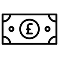 Simplified outline representation of a pound sterling banknote with transparent background vector