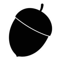 Bold black acorn icon simple illustration with transparent background vector