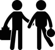 Two people holding hands and walking with briefcases vector