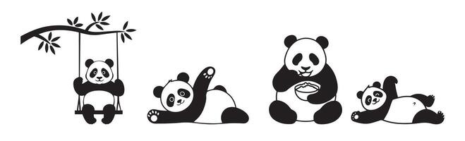Adorable Panda Bears in Various Playful Poses vector
