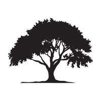 Silhouette of Tree with Full Foliage art in white bg vector