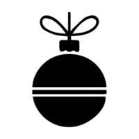 Simple Black and White Christmas Ornament Illustration with Bow vector