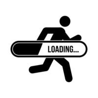 Running Figure Carrying a Progress Bar Indicating Loading vector