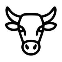 A Simple Line Drawing of a Bull Head Facing Forward vector