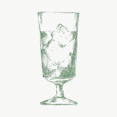 Vintage green hand drawn cocktail with noisy gritty dot halftone effect. Retro pop art stipple sketch for classic beverage branding, Italian style.