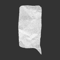 White wrinkled paper bubble isolated on dark background. Jagged edges, gritty surface and halftone dot shading. vector