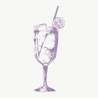 Classic alcoholic beverage in hand drawn sketch with noisy gritty dot halftone effect. Grunge retro style stipple illustration for bar and lounge decor, Italian style.