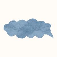 Vintage blue pastel speech balloon made of textured paper on white background. Crumpled surface, gritty dots, rough torn edges and halftone layer. vector