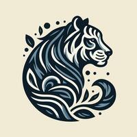 A tiger with a flower on its head vector