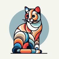 A colorful cat with a circle around it vector