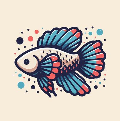 A fish with red and blue stripes on it