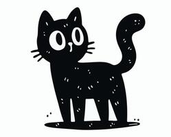 A black cat with big eyes and a white background vector