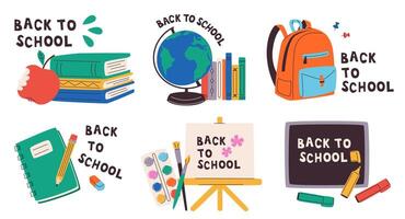 Collection of Back to School Text Icons Design. vector