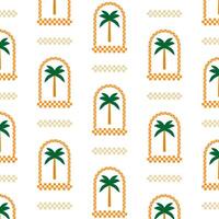 Seamless Pattern with Palm in Mosaic Frame Element vector