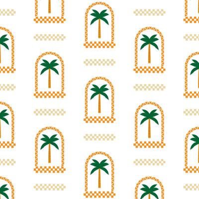 Seamless Pattern with Palm in Mosaic Frame Element