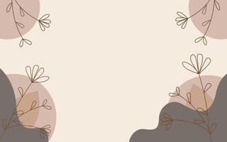 Cream Aesthetic Design Background With Flower vector